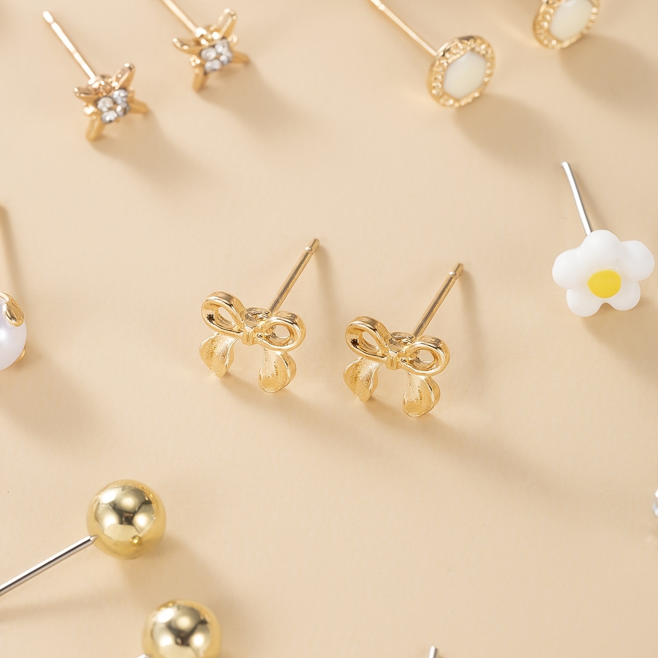 Vacation Themed Stud Earring Set Rhinestone Inlay